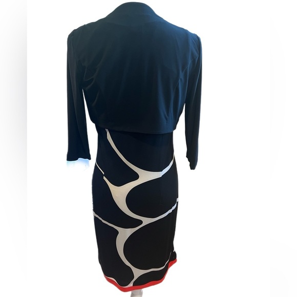 Lennie For Nina Leonard NWT Black/red/white Midi Dress 2 Piece Size Small - Picture 4 of 5